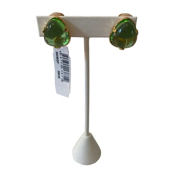 Kenneth Jay Lane Couture Collection Translucent Green & Gold Toned Clips. - Picture 1 of 7